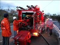 春野北分団「放水訓練および消防ポンプ車の点検」